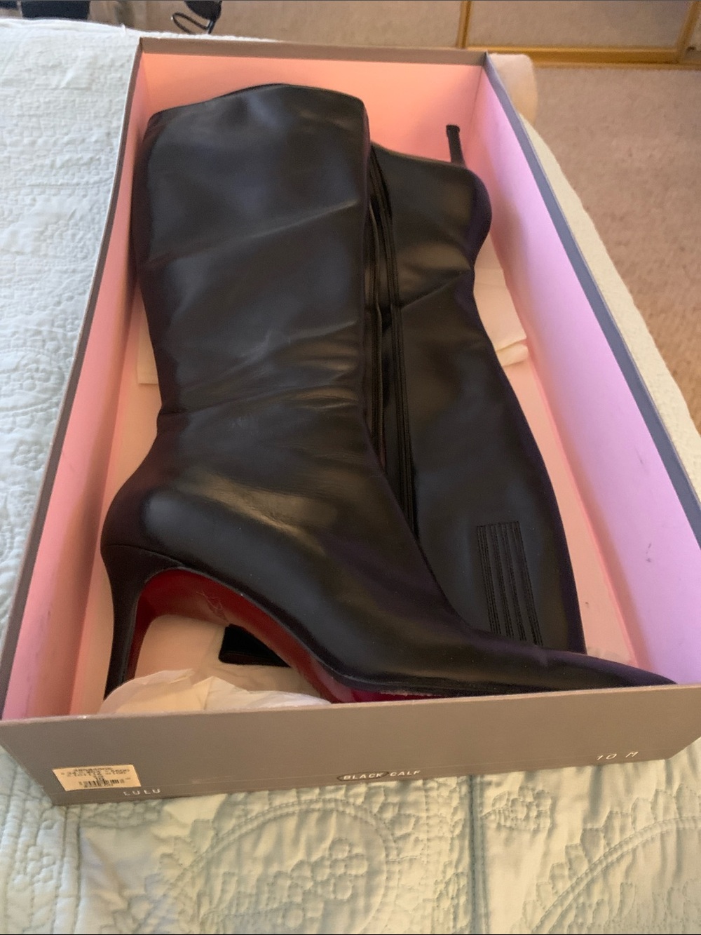 Ann Taylor Black Mid-Calf Pointed Toe Stiletto Boots